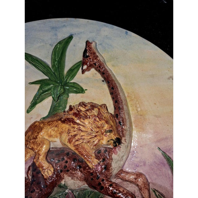 Large Ceramic Wall Platter with Relief Decoration, 1950s For Sale - Image 4 of 7