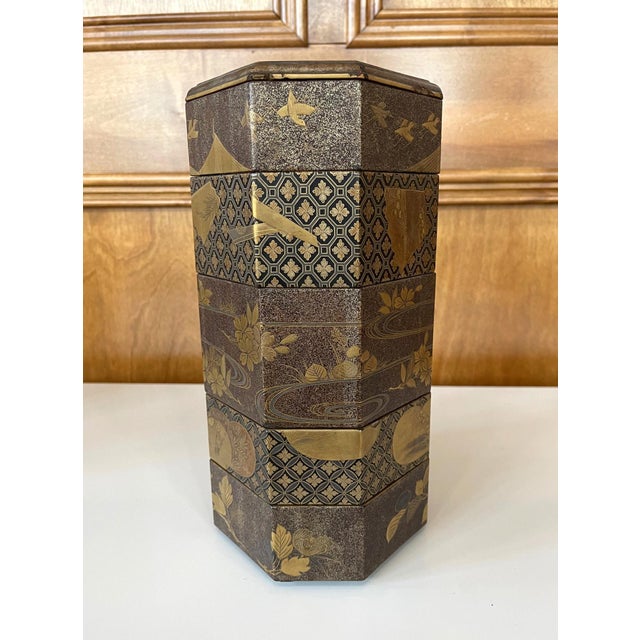 Japanese Maki-e Lacquer Stack Box Jubako For Sale - Image 14 of 18
