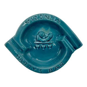 Vintage Harry's Bar Venezia Italy Blue Ceramic Ashtray Venice