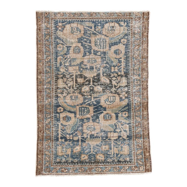 Early 20th Century Antique-Worn Persian Hamadan Rug- 02'07 X 03'09 For Sale