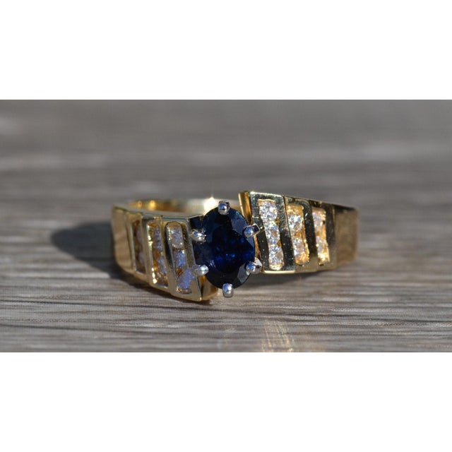Gold The Geraldine: Ladies 14K Gold Sapphire and Diamond Ring For Sale - Image 8 of 10