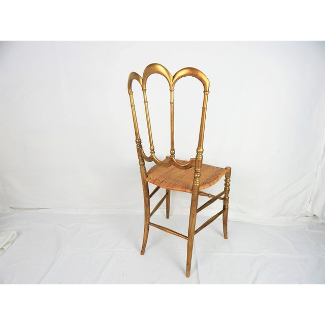 Mid 20th Century Gilded Wood Chiavari Chair With Woven Seat For Sale - Image 5 of 12