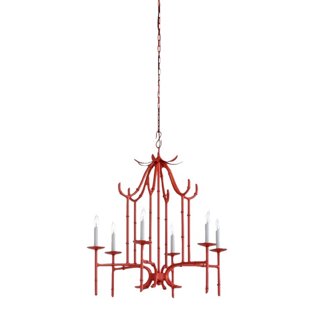 Wildwood Bamboo Chandelier - Pomegranate Finish For Sale