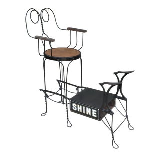 Antique Twisted Iron Shoe Shine Stand For Sale