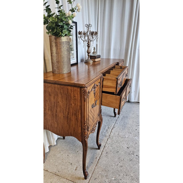 Burl Wood / Veneer Sideboard Buffet, Louis XV Style, 1930's Sideboard Cabinet For Sale - Image 14 of 18