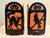 Rare set of two matching vintage die cut cardboard and tissue paper four-sided Halloween lanterns. Each lantern is made of...
