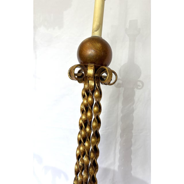 1950's Mid-Century Modern Tall Twisted Metal Table Lamp For Sale - Image 12 of 15