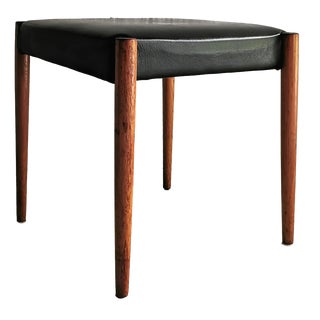 Mid-Century Teak and Leather Stool, Scandinavia, 1960s For Sale