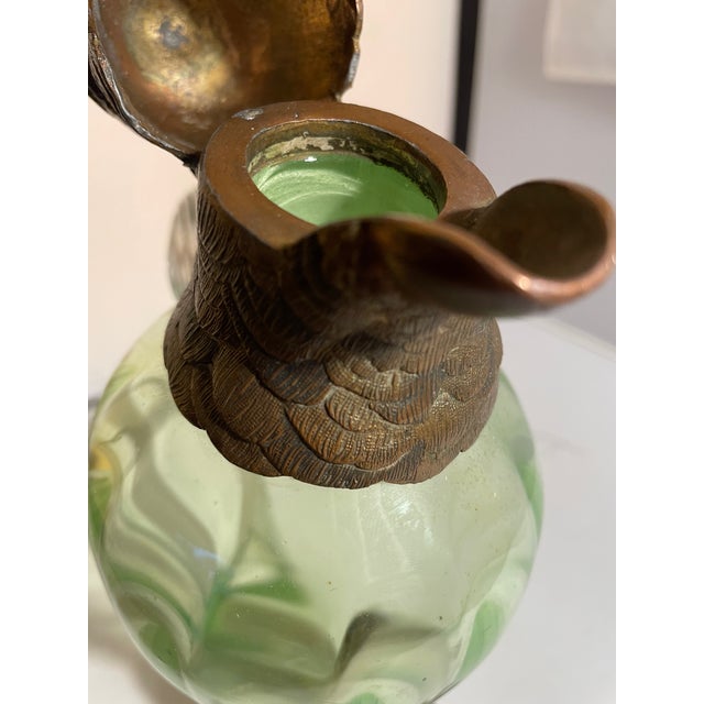 Antique Cockatoo-Shaped Glass and Gilt Bronze Decanter Jug, England, 1900s For Sale - Image 11 of 16