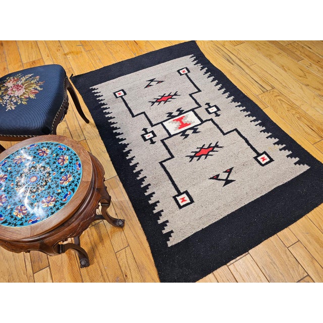 Vintage Native American Navajo Rug, Wool & Cotton, Storm Pattern Design, 4x6 For Sale - Image 12 of 12