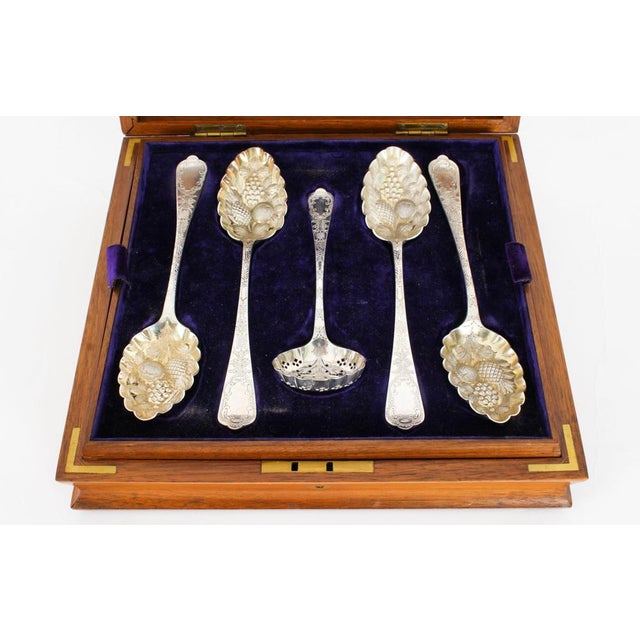19th Century Boxed Fruit Spoons, Nutcrackers, Grape Scissors from Hukin & Heath, Set of 10 For Sale - Image 4 of 18