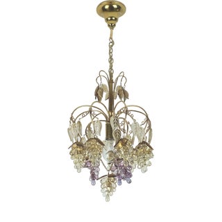 Mid-Century Modern Pendant Light in Crystal Glass and Gilt Brass by Christoph Palme for Palwa, 1970s For Sale