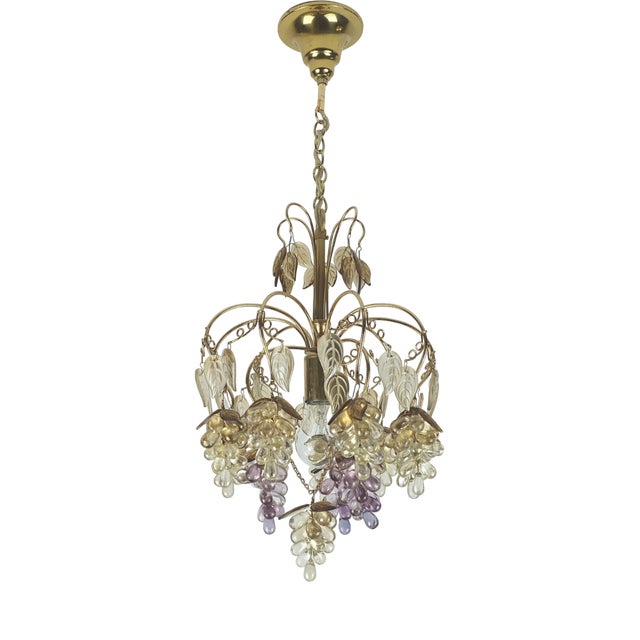 Mid-Century Pendant Light in Crystal Glass and Gilt Brass by Christoph Palme for Palwa, 1970s For Sale