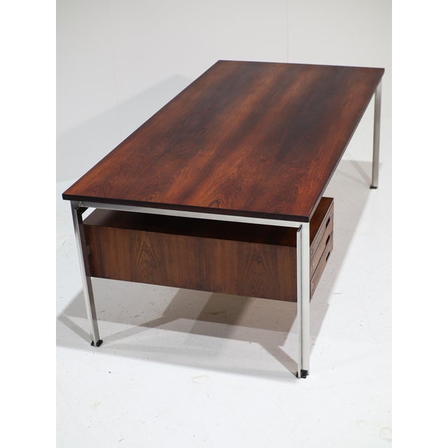 Executive Desk in Kingwood and Steel by Poul Kjaerholm, Denmark, 1950s For Sale - Image 17 of 18