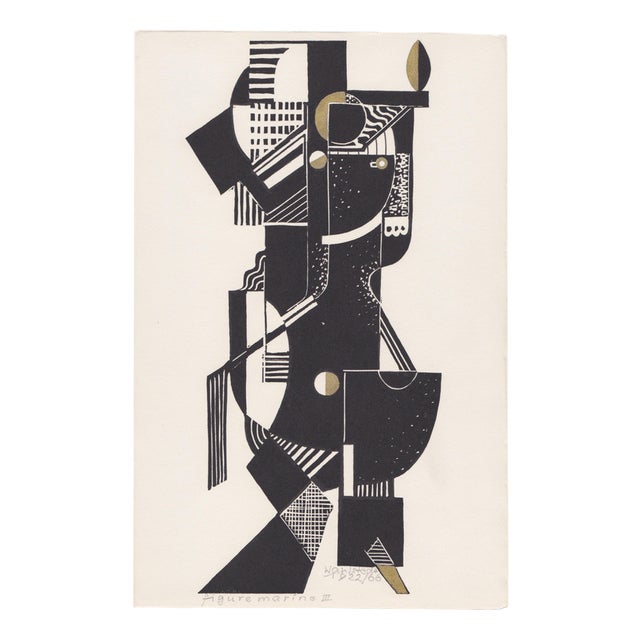 Walter Wahlstedt, Figure Marine III, 1922, Linocut, Paper For Sale