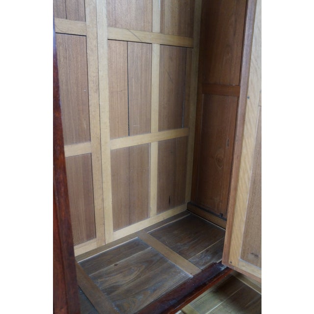 Antique Edwardian Neoclassical Mahogany Fruitwood Inlaid Wardrobe Armoire Mirror For Sale - Image 14 of 18