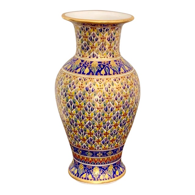 Early 19th Century / 1800s Vintage Cobalt and Gold Hand Painted Vase - Appraised to $250 For Sale