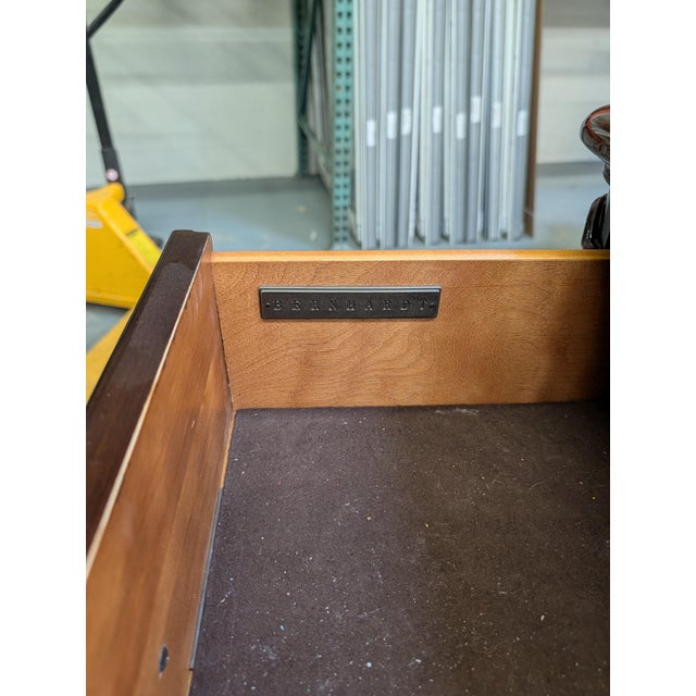 1990s Bernhardt Old World Dark Mahogany & Marble Top 4-Door Sideboard Buffet For Sale - Image 10 of 11