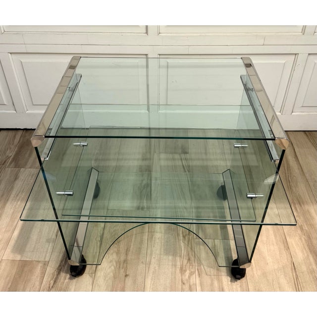 1970s Gallotti & Radice "George" Glass Bar Cart by Pierangelo Gallotti For Sale In Los Angeles - Image 6 of 13