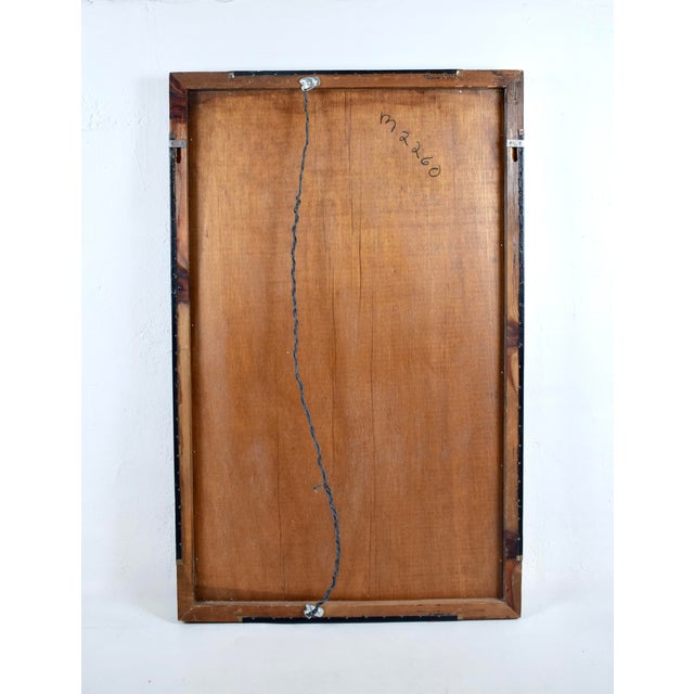 Black Mid Century Wall Mirror by Pierre Lottier With Leather Wrapped Frame For Sale - Image 8 of 10