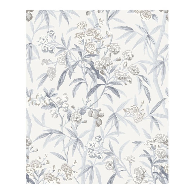 Sample - The House of Scalamandré Lanai Wallcovering, Silver Mist For Sale