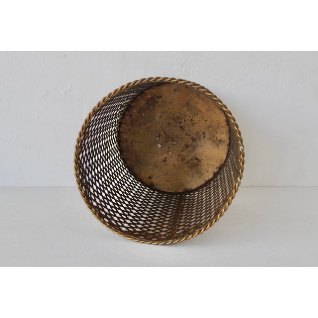 Gold Li Puma Italian Style Regency Gilt Metal Paper Wastebasket Mid 20th Century For Sale - Image 8 of 13