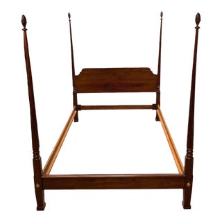 Vintage Jamestown Sterling Chippendale Style Mahogany Queen Size Four Poster Bed For Sale