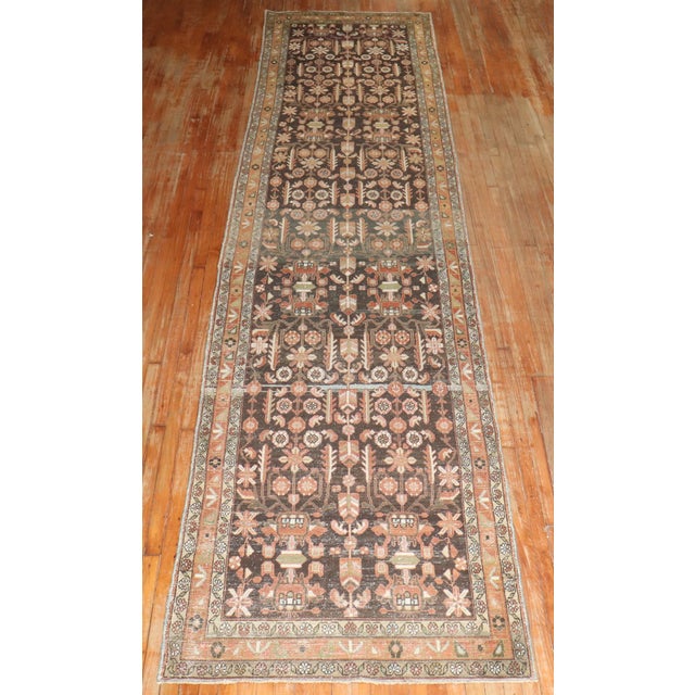 Brown Antique Persian Malayer Wide Runner rug no.j3360 For Sale - Image 4 of 12