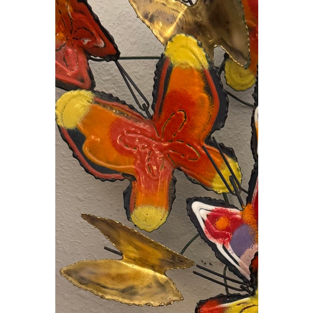 Mid-Century Modern Signed 1967 Curtis Jeré Enameled Butterfly Wall Sculpture for Artisan House For Sale - Image 3 of 9