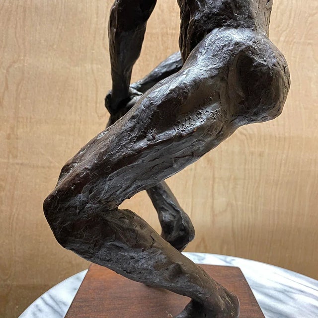 French Mid 20th Century Bronze Figure Seated Studio Sculpture For Sale - Image 13 of 15