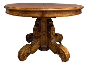 Walnut Pedestal Table with Extensions