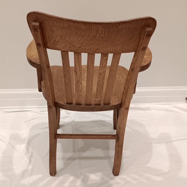 Vintage Mission Style Arts & Crafts Quarter Sawn Oak Armchair For Sale In Chicago - Image 6 of 16