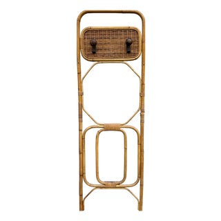 Woven and Curved Bamboo Coat Stand, Italy, 1950s For Sale