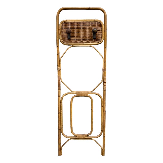 Woven and Curved Bamboo Coat Stand, Italy, 1950s For Sale