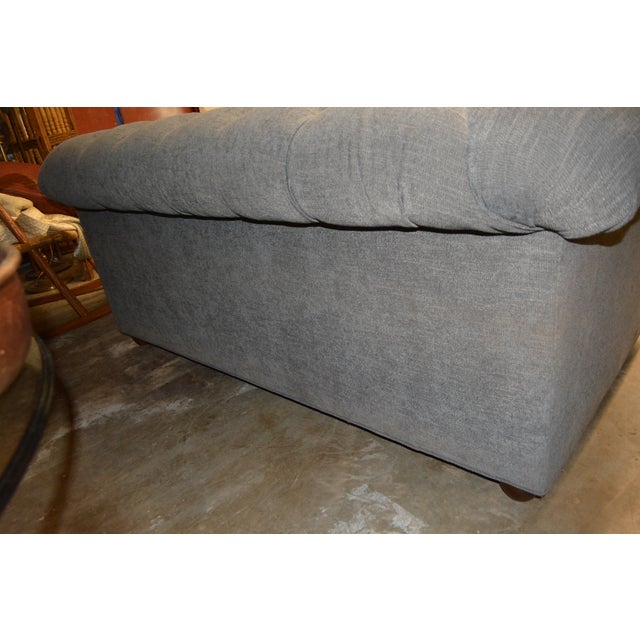 Pottery Barn Gray Tweed Look Tufted Chesterfield Loveseat Sofa Couch Rolled Arms For Sale - Image 14 of 15