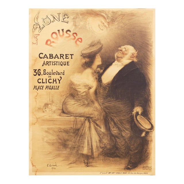 Poster for the Cabaret La Lune Rouss by Charles Léandre, Paris, France, 1904 For Sale