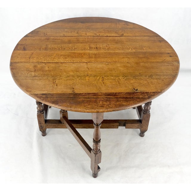 Solid Tiger Oak Oval Drop Leaf Gate Leg Dining Table Clean! For Sale - Image 9 of 18