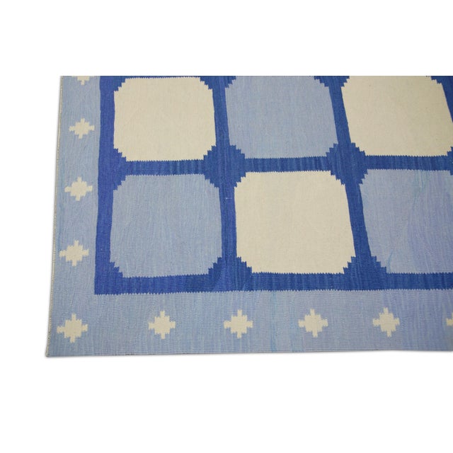 Modern Early 21st Century Blue Handmade Modern Kilim Rug 8' X 10'4" For Sale - Image 3 of 7