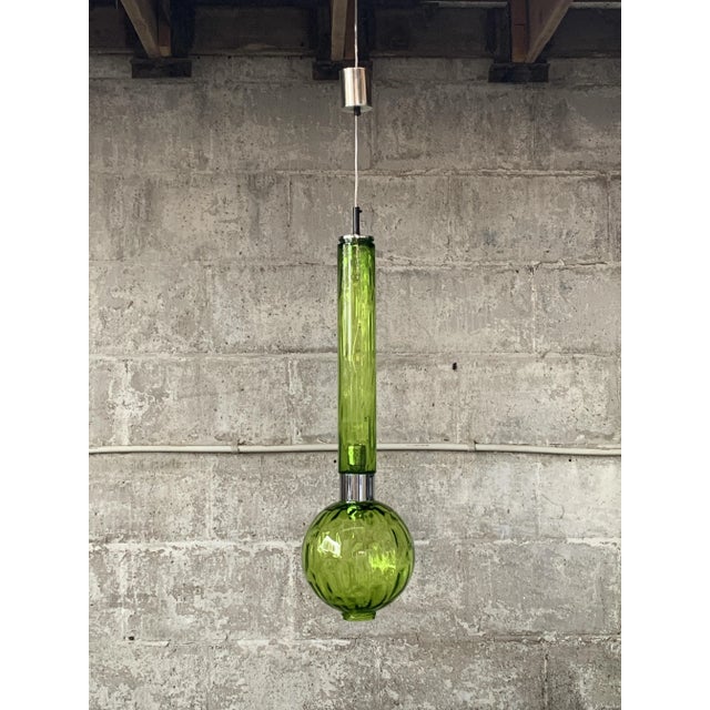Large Mid-Century Green Glass Tube Pendant from Staff Leuchten, 1960s-1970s For Sale - Image 11 of 15