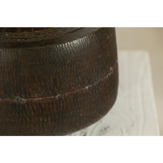 Metal Vintage Indian Hand-Tooled Metal Milk Jug with Ring Handle, Mid-20th Century For Sale - Image 7 of 13