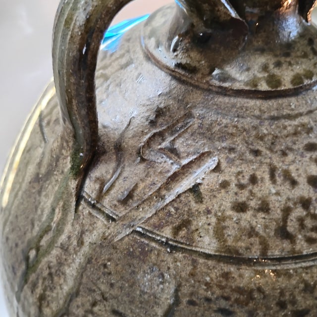 Folk Art Michael Crocker Alkaline Glazed 4 Gal Double Handled Jug For Sale - Image 3 of 9