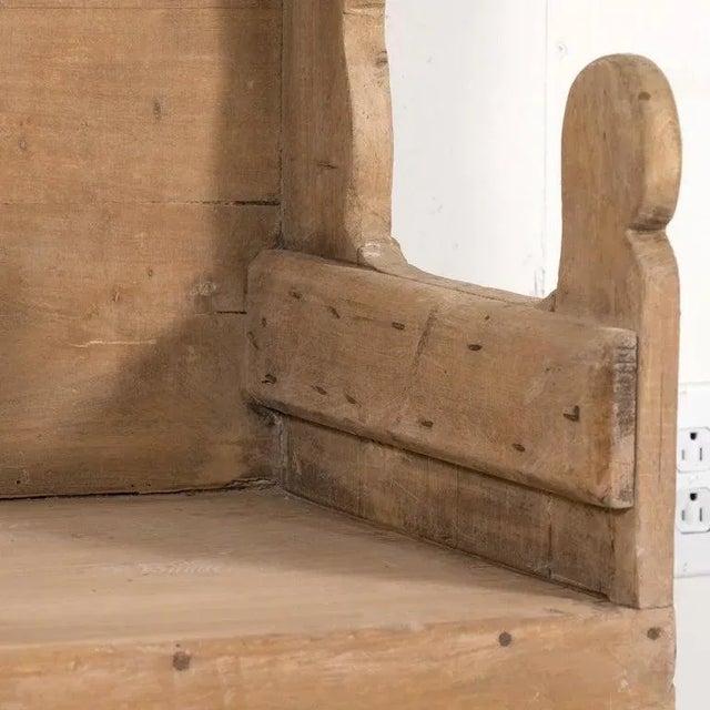 Brown Late 18th Century Carved Primitive Spanish Catalan Settle Bench For Sale - Image 8 of 13