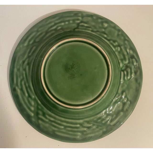 Mediterranean Vintage Bordallo Pinheiro Green Majolica Bowls - Oak Leaf Acorn Pattern - Set of 6 For Sale - Image 3 of 10