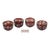 Antique Bowls Ruby Bohemian Glass Red Flashed Engraved Copper Wheel Grape Leaf - Set of 4 For Sale