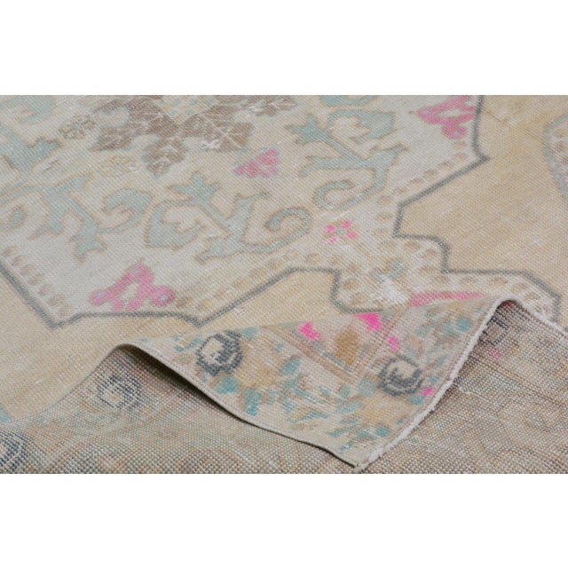 Vintage Turkish Anatolian Hand Knotted Organic Wool Fine Weave Rug,4'7"X7'8" For Sale - Image 4 of 4