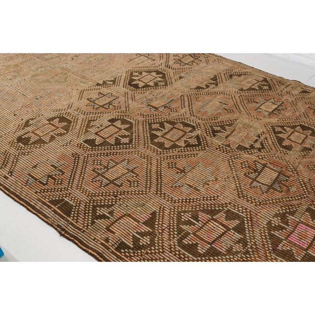 Tan Vintage Oushak Kilim Rug For Sale - Image 8 of 10