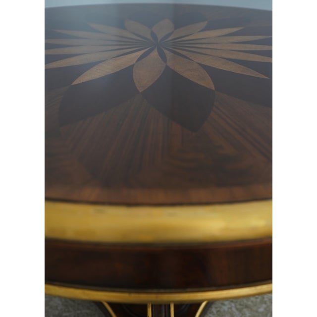 Maitland - Smith Maitland Smith Round Inlaid Mahogany Center Table For Sale - Image 4 of 15