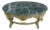 Luxury French Rococo Coffee Table – Sky Blue Frame With Gold Leaf Details & Marble Top For Sale