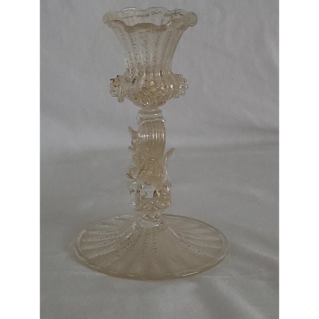 Salviati Salviati Murano Gold Aventurine 5" High Glass Candlestick - 1890 to 1920 For Sale - Image 4 of 5