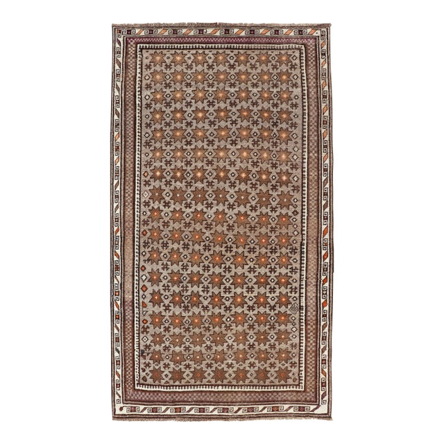 Antique Baluch Tribal Rug With Allover Geometric Diamond Design on a Grey Ground 4'4 X 8'1 For Sale